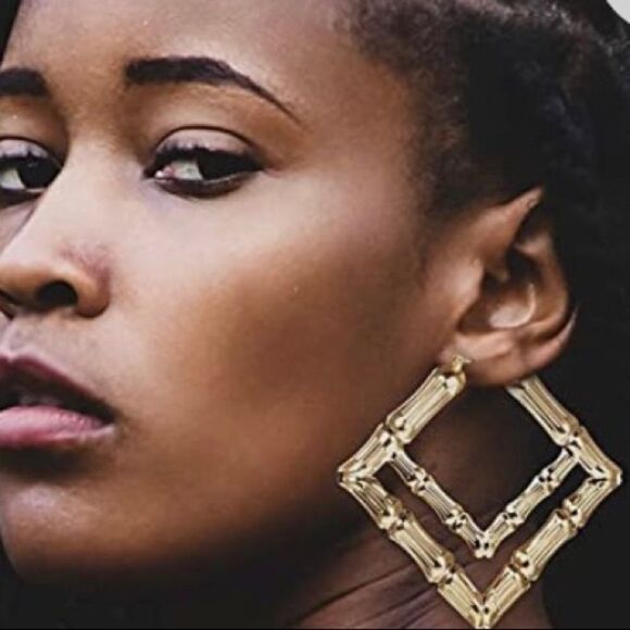 Double Diamond Bamboo Hoops - Picture 1 of 2